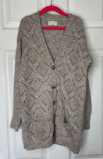 Johnnie B Boden Mädchen Mohair Mischung Strickjacke 9-10Y Silber Metallic Rauten Strick