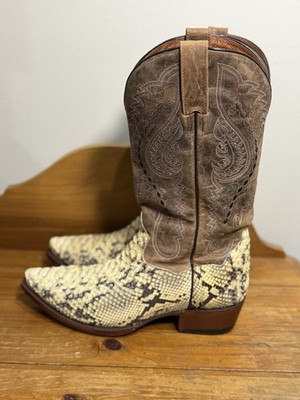 DAN POST MEN'S 8.5 D PYTHON WESTERN COWBOY BOOTS MEDIUM TOE GENUINE