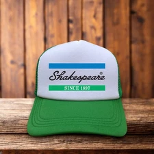 Shakespeare  Fishing Mens Trucker Hat Green Snapback Bait Tackle Throwback Cap
