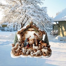 Rngmsi Christmas Outdoor Nativity Scenes for Yard Decor, 44.6 X 47.3 White