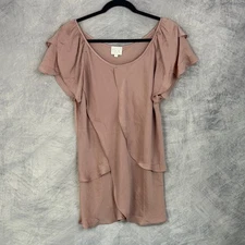 Violet + Claire Blush Pink Ruffled Top sz L Flutter Fairycore Coquette romantic