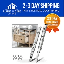 12-Inch Silver Drawer Slides - Full Extension, Side-Mount Ball Bearing Design