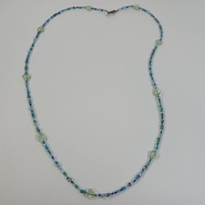 Vintage Seed Bead Glass Bead Necklace Faceted Blue Green