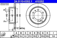 2X ATE Bremsscheibe 24.0110-0352.1 FüR Daewoo Ssangyong