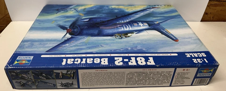 Trompetista F8F-2 Bearcat #02248 1:32 Kit Modelo de Caza Fábrica NUEVA CAJA ABIERTA Foto 4 de 4