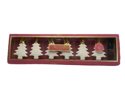 Signature Home Collection Aroma Porcelain  6 Trees Ornament Scent Evergreen NOS