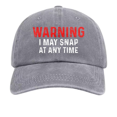 #ad WARNING I May Snap At Any Time Vintage Washed Baseball Cap Sarcastic Casual Hat $15.19