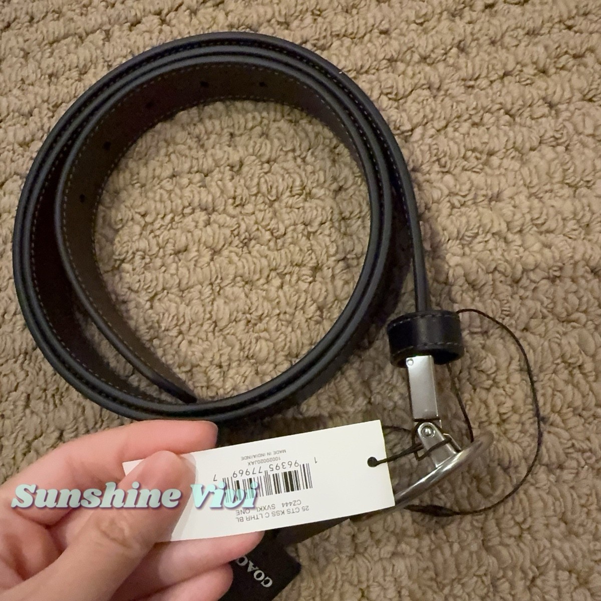NWT Coach Signature Buckle Belt 25 mm Black  Leather Silver C1725 Size Medium M Coach Women main image 2