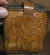 Men  s VTG Western Hand Tooled Brown Leather Billfold Wallet Coin Pocket