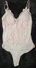 Rue 21 Size Large Spaghetti Strap Crochet Lace Detail Bodysuit Pink Boho
