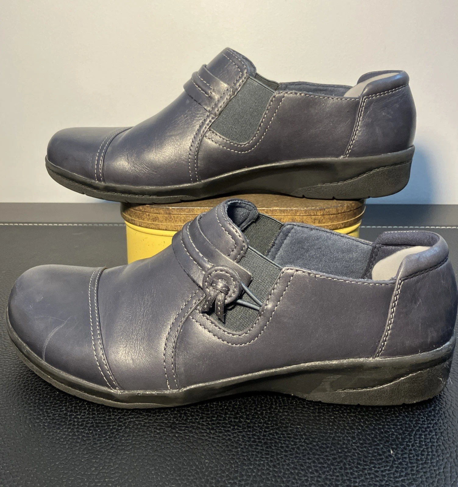 Scarpe Clarks donna taglia 9 mocassini Cheyn Madi slip on pelle blu