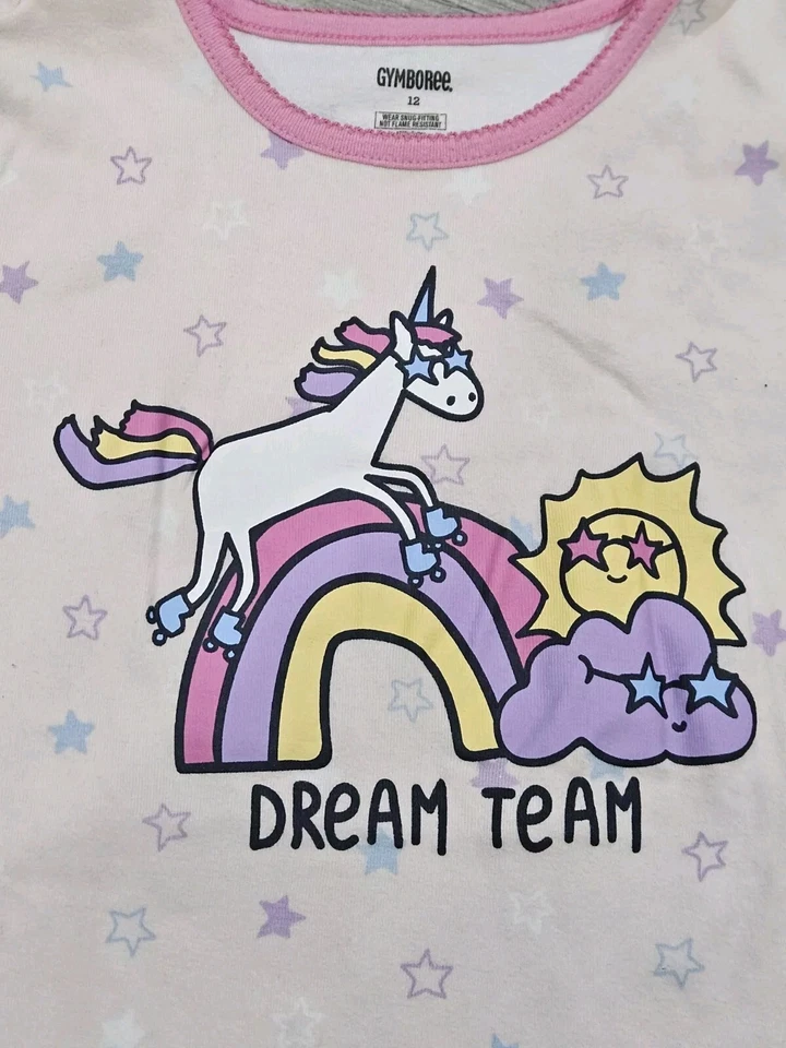 Conjunto de pijama pantalones manga corta estrella unicornio rosa gimmies Gymboree niña 12 Foto 2 de 4