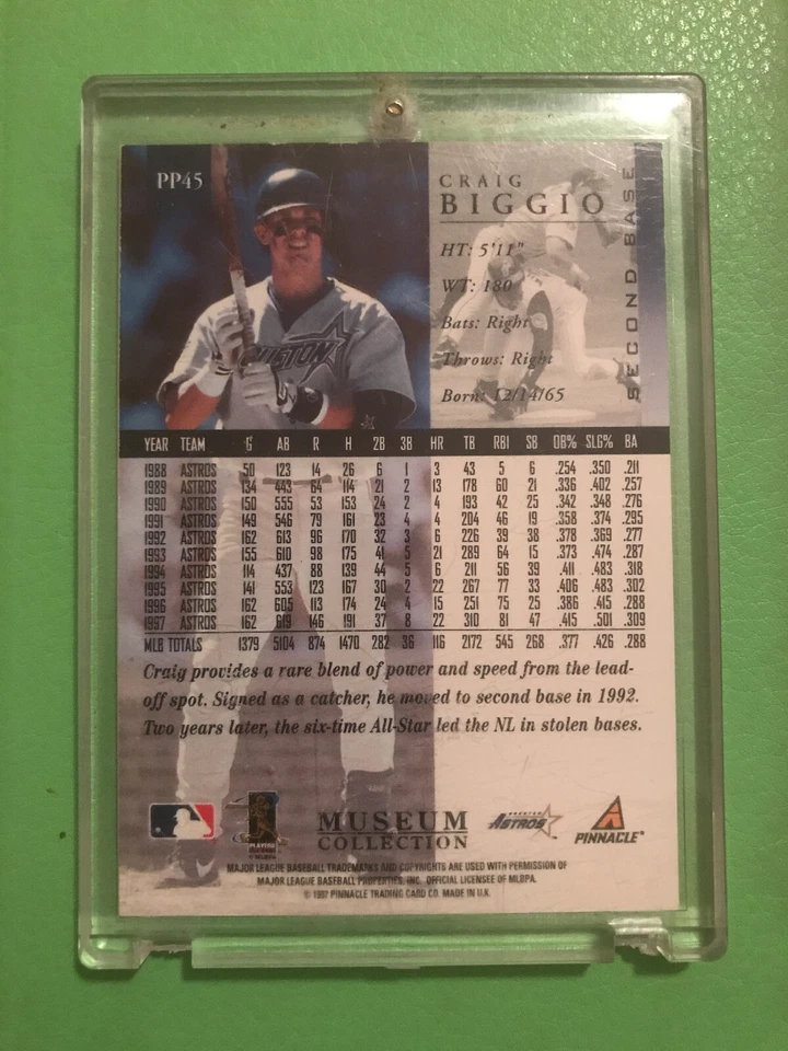 CRAIG BIGGIO 1998 Pinnacle 棒球博物馆收藏 # PP45 太空人名人堂 — 第 2/2 张图片
