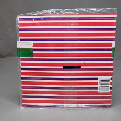 VINTAGE CLEO Gift Wrap All Occasion Wrapping Paper 2 Sheets Red Blue Striped NOS - Picture 2 of 6