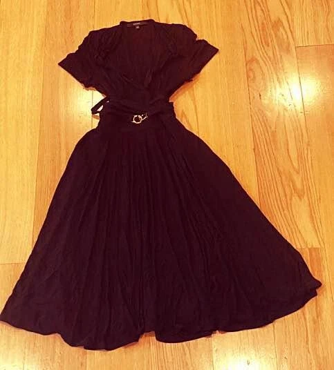 Robe longue femme GUCCI taille XS rayonne noire fermeture éclair latérale ceinture