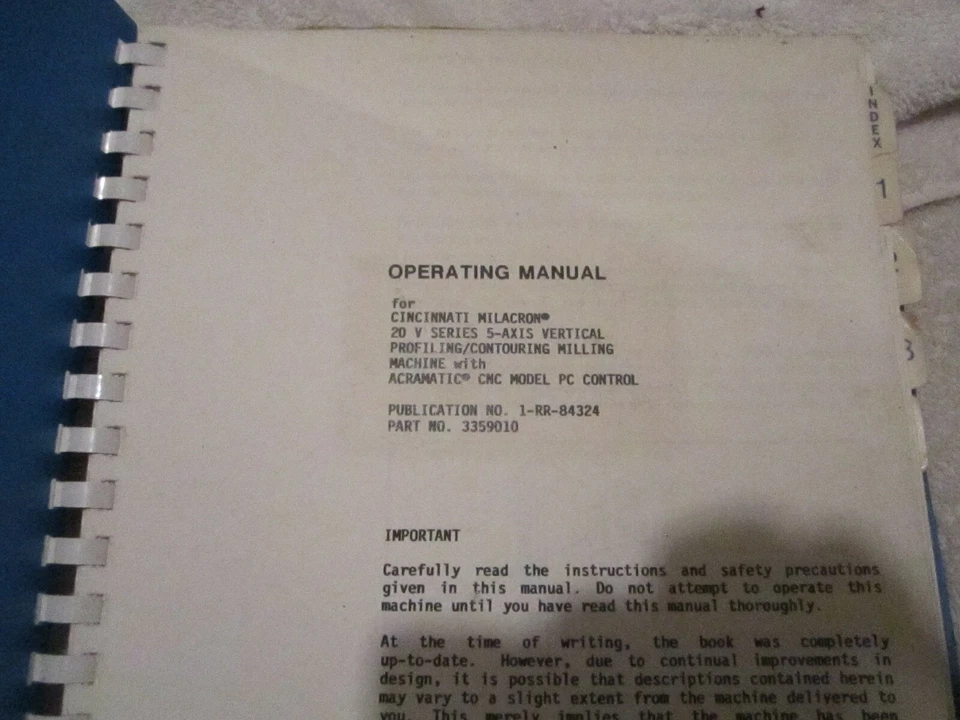 Cincinnati Milacron Service Operating Manual 20 V Series 5 Axis Profiling CNC - Image 2 of 4