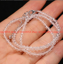 Long 16"-36" 3mm Faceted White Spinel Round Gemstone Beads Necklace