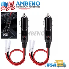 2Pcs Fused Male Car Cigarette Lighter Socket Plug Connector Cable Leads 12V~24V