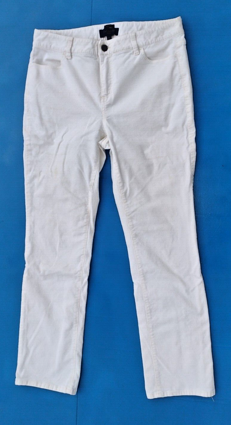 Talbots Heritage Ivory Corduroy Pants Size 10p White Petite Women's