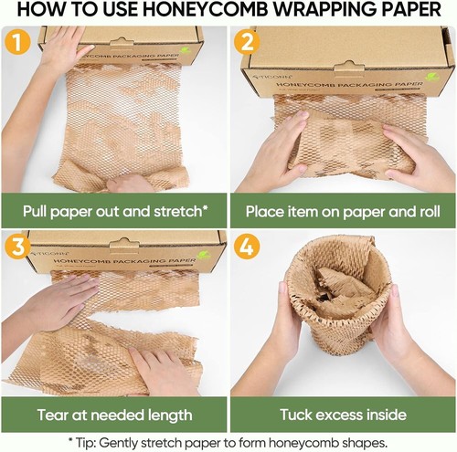 Space-Saving Honeycomb Packing Paper Roll, 15" x 300' - Durable & Easy to Use - Picture 7 of 9