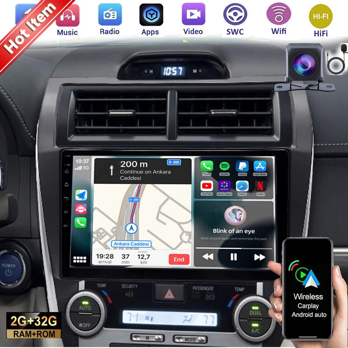 Carplay Car Radio GPS Navi BT 2+32GB Apple Android For
