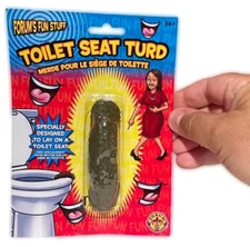 TOILET SEAT FAKE TURD Poop Crap Poo Sits On Joke Prank Gag Dog Human Funny Gift