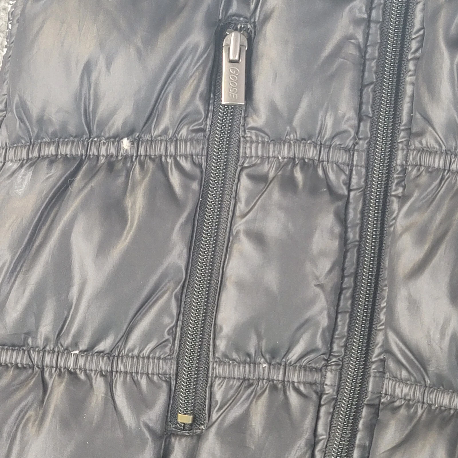 CANADA GOOSE Vintage Triple Fat Goose Puffer Vest nero donna grande piumino pelliccia cappuccio