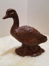 RED MILL PECAN SHELL HAND CRAFTED GOOSE DUCK SCULPTURE, MADE IN USA