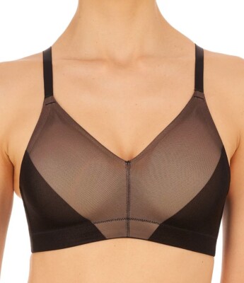 New Women's NATORI 735332 Black Side Effect Wireless Bra Size 34DD