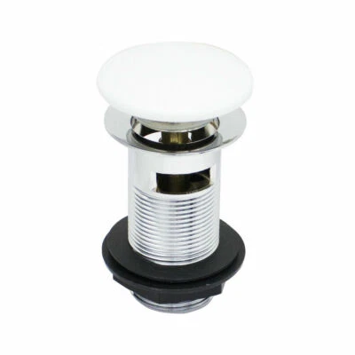 White Designer Slotted Ceramic Pottery Basin Sink Waste Click Clack Pop Up Plug