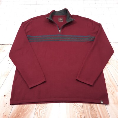 PrAna Wool Blend Sweater Men Size 2XL Red Wine Color 1/4 Zip Outdoor  Heavyweight