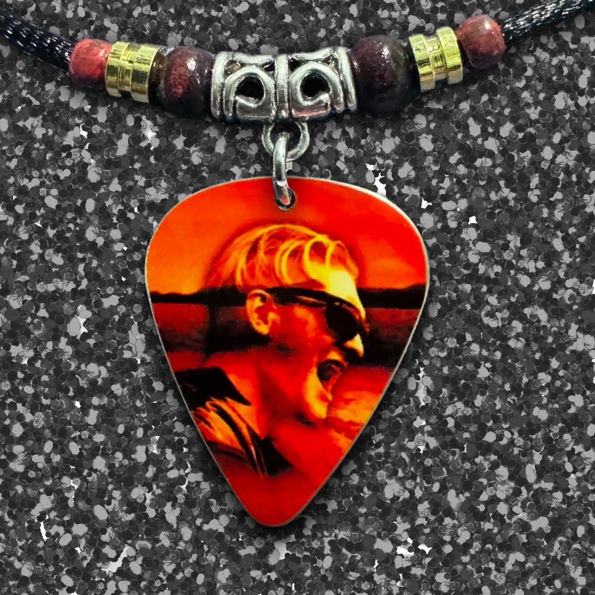 Layne Staley Aluminum Guitar Pick Necklace with Optional Matching