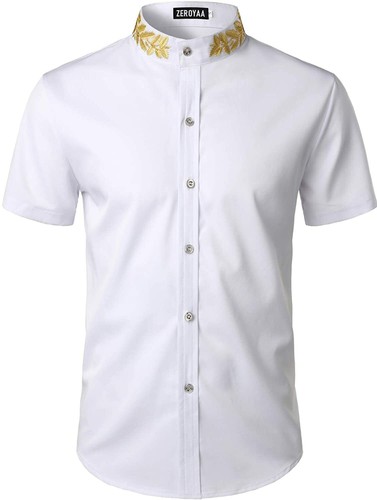 ZEROYAA Mens Hipster Gold Embroidery 