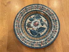 VINTAGE MEXICO 12.5” SIGNED G. MEVA TONALA? POTTERY PLATE WALL HANGING EUC
