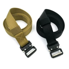 1 inch Wide Men's Belt with Metal Buckle Light Weight Nylon Skinny Belt for Jean