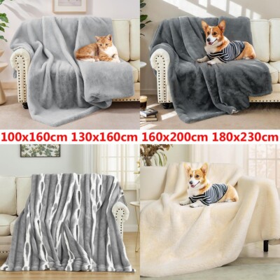 Luxury Faux Fur Throw Blanket Thick Soft Reversible Fuzzy Mink Bed Sofa Blanket