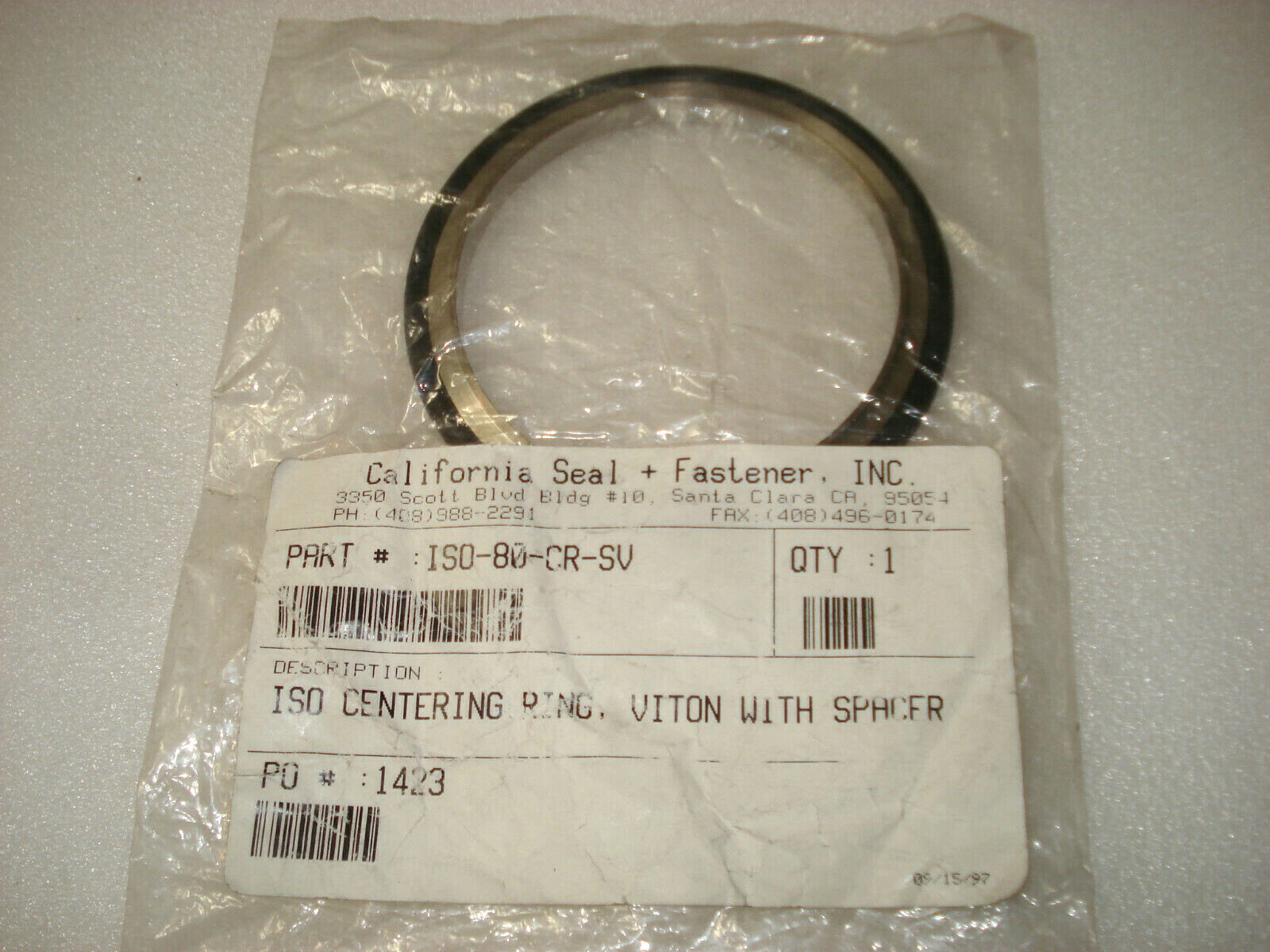 New California Seal + Fastener ISO-80-CR-SV, ISO CENTERING RING, VITON ...