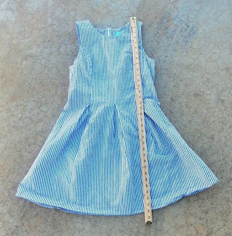 WB Cotton Seersucker Dress Size Medium Blue Strip… - image 2