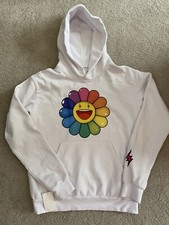 Takashi Murakami x J Balvin limit floral White Rainbow hoodie Too unisex XSmall