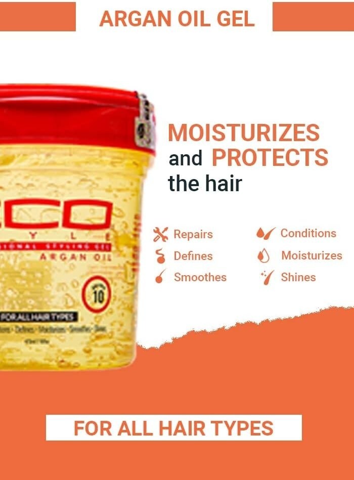 Eco Style R Shine Gel Mit Arganöl – 8 Oz (ca. 226 G), Für Glanz & Halt Ohne Fettigkeit