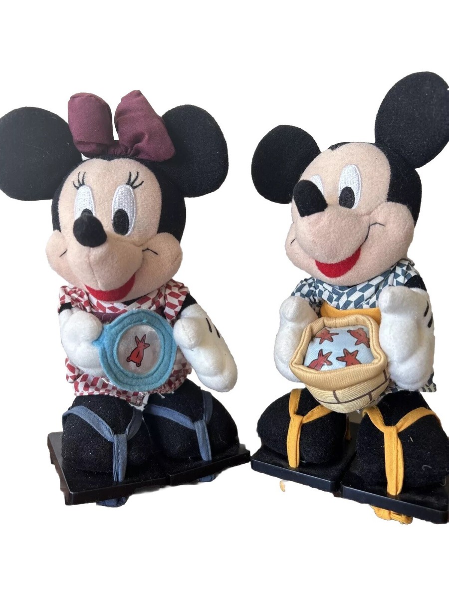2 DISNEY SEGA TOKYO 7 Inch MINNIE MICKEY JAPANESE KIMONO PLUSH