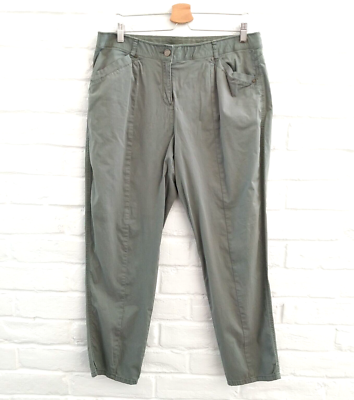 Chicos Pants Women Large 12 Army Green Ankle Pants Pockets Stretch