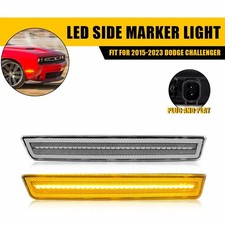 2x Amber Led Front Side Marker Lights Clear Len For 2015-2023 Dodge Challenger W