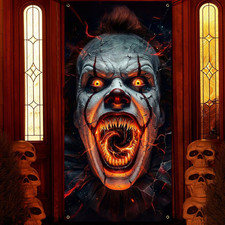 Halloween Door Cover Scary Monster - Halloween Door Banner for Party Photo Backg