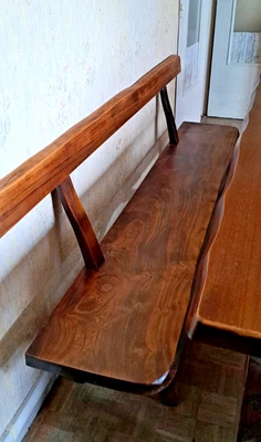 banc en bois massif avec dosseret - Photo 1/3