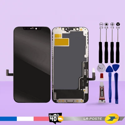 KOMI Ecran Complet iPhone 12 12 Pro LCD Vitre Tactile Compatible Châssis Kit outil
