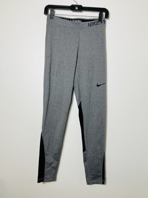 Nike Pro Dri-Fit Women's Gray Black Full Length Athletic Leggings Sz M Nike Pro