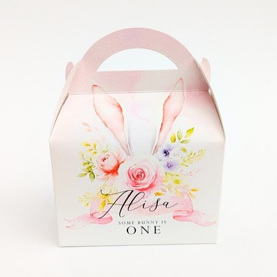 HASE Hase etwas Häschen rosa Blumen personalisierte Partyboxen Brotdose Leckerli