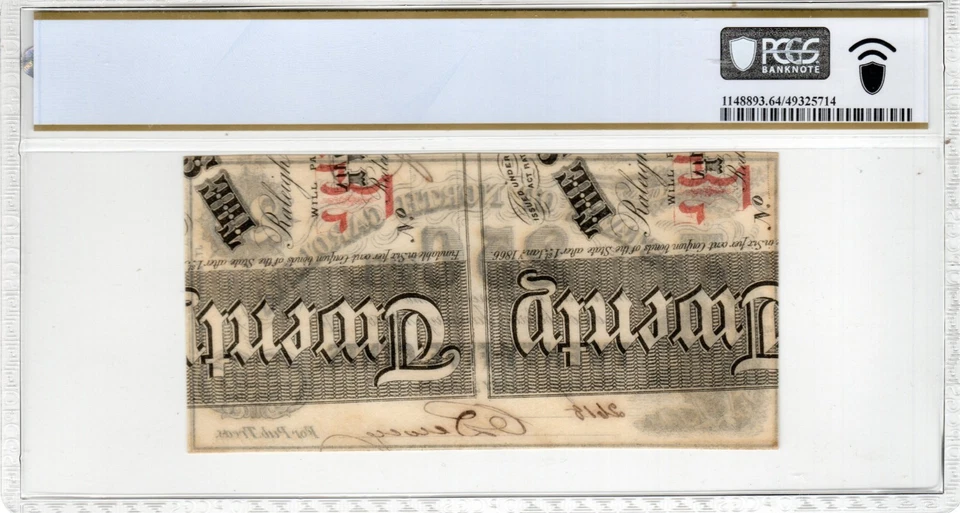 NC CR-141 1863 $0.25 North Carolina Paper Money - PCGS-B Choice Unc 64 - PLUS - Image 2 of 2