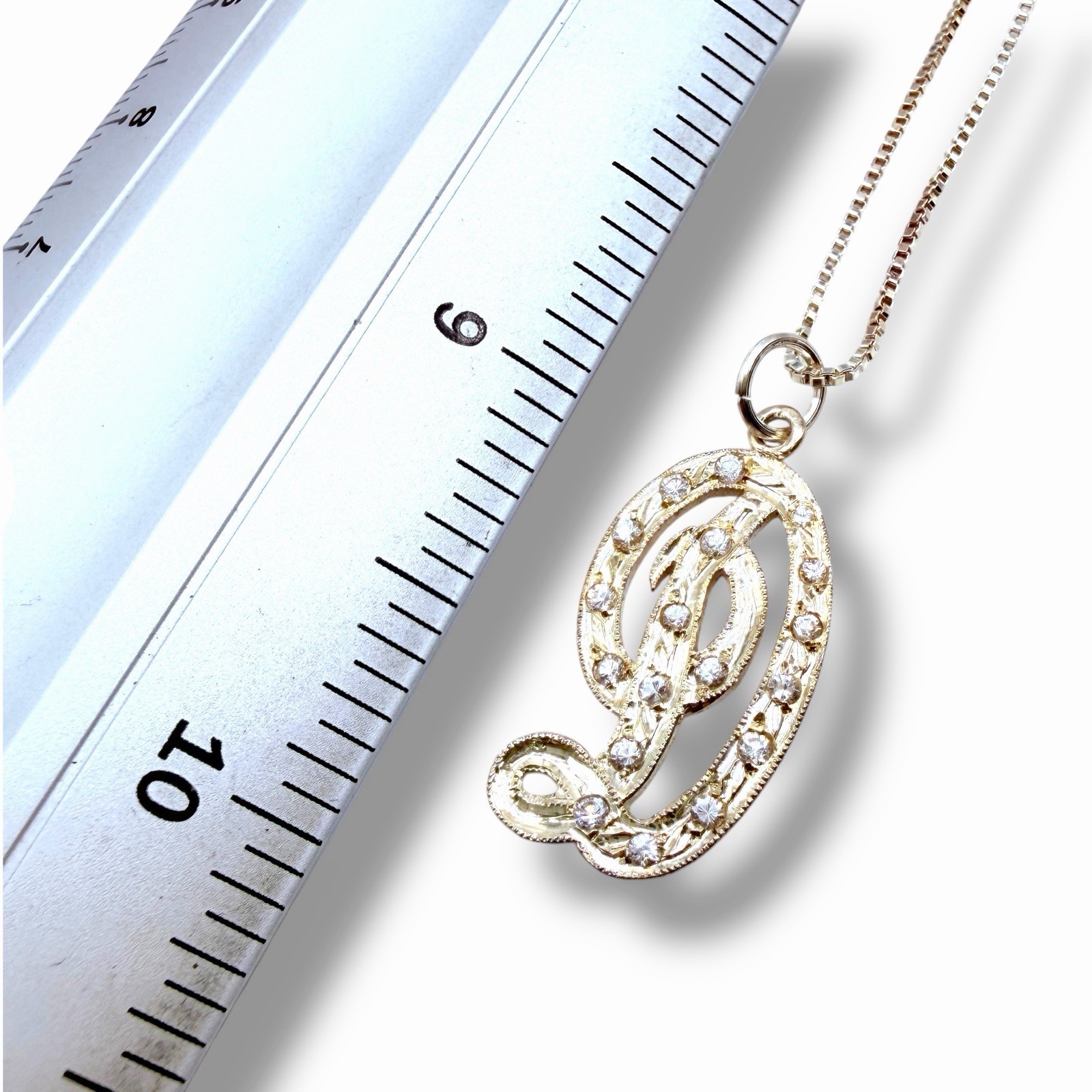 925 Sterling Silver CZ Script Initial Letter D Pe… - image 8